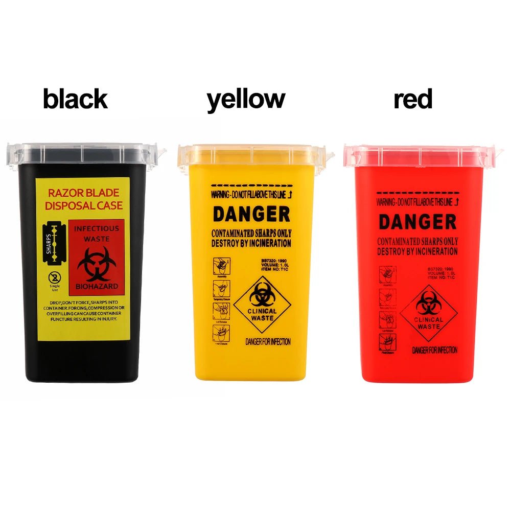 1 L Sharps Container Needles Bin Biohazard Tattoo Piercing Needles Disposal Collect Box Tattoo Artist Waste Box Storage Tool Tattoo Piercing Needles - Shling