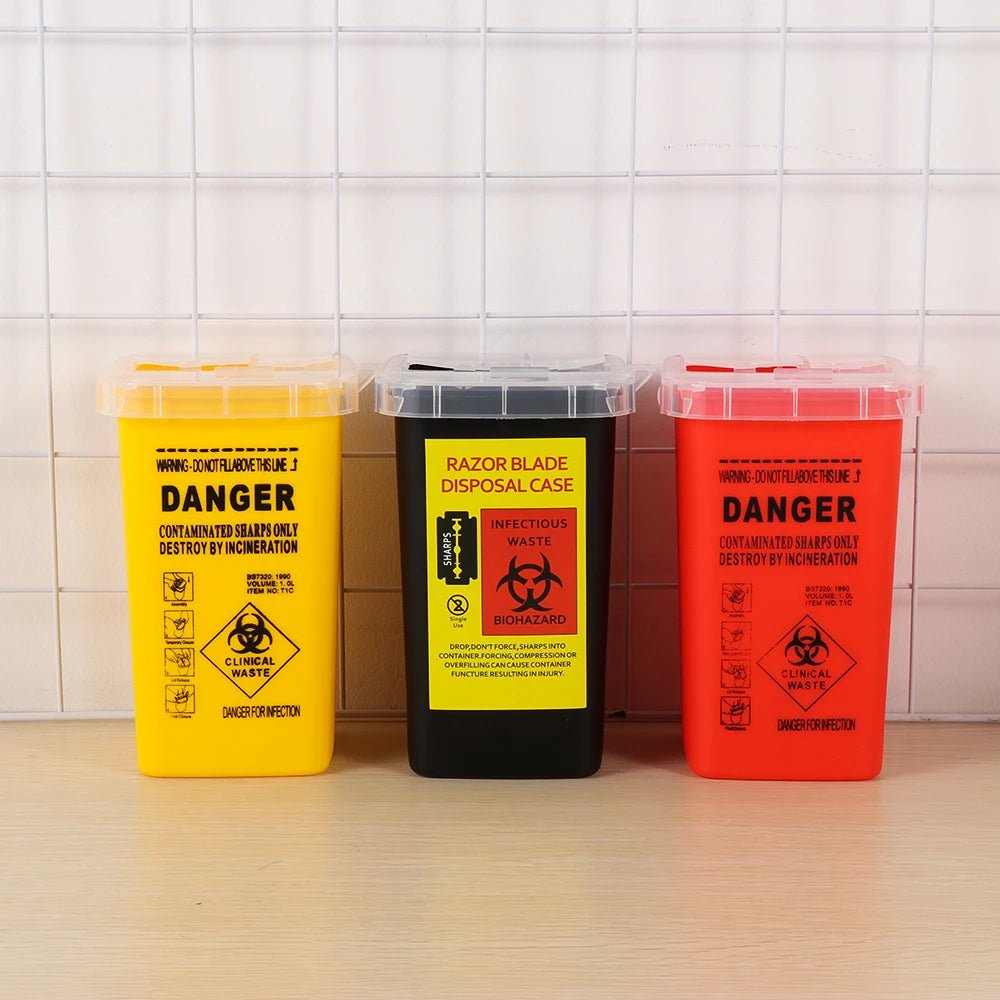 1 L Sharps Container Needles Bin Biohazard Tattoo Piercing Needles Disposal Collect Box Tattoo Artist Waste Box Storage Tool Tattoo Piercing Needles - Shling