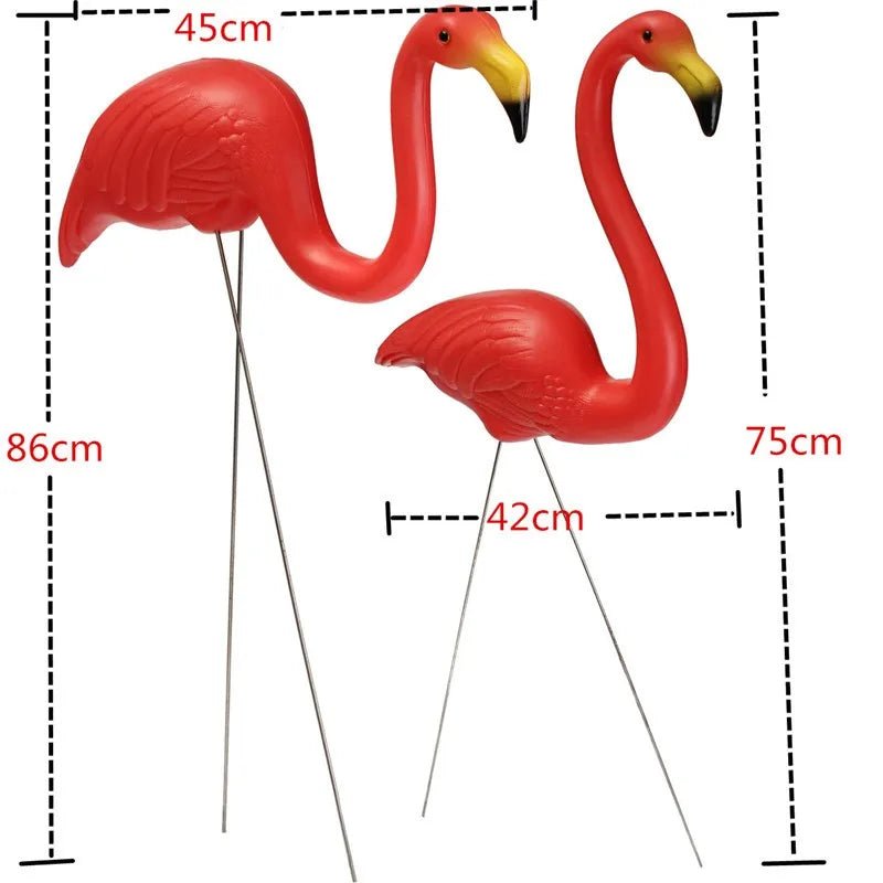 1 pair Realistic Large Pink And Red Flamingo Garden Decoration Garden Decoration - Shling