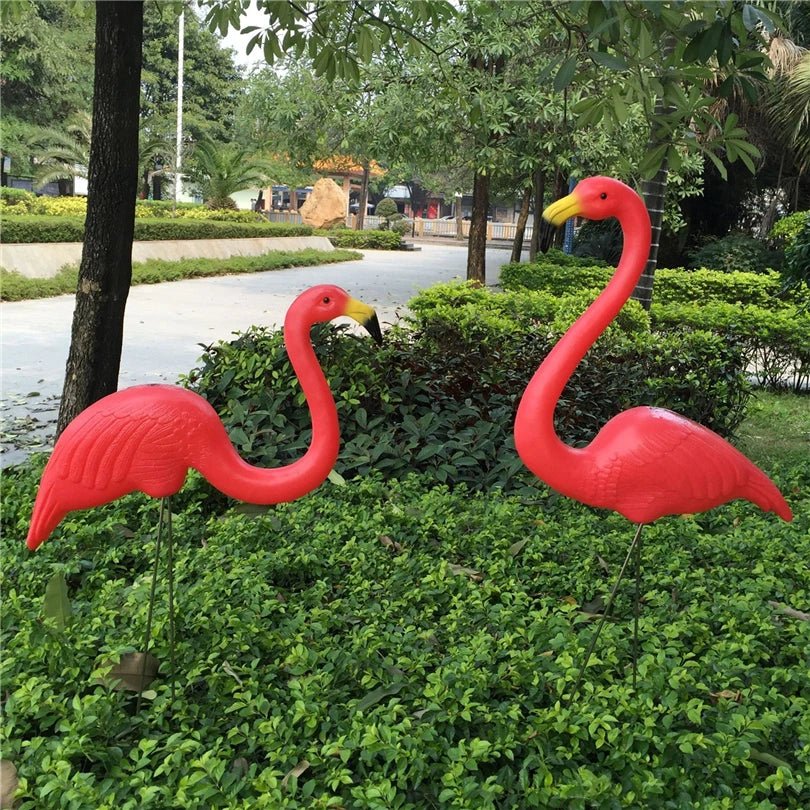 1 pair Realistic Large Pink And Red Flamingo Garden Decoration Garden Decoration - Shling