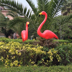 1 pair Realistic Large Pink And Red Flamingo Garden Decoration Garden Decoration - Shling