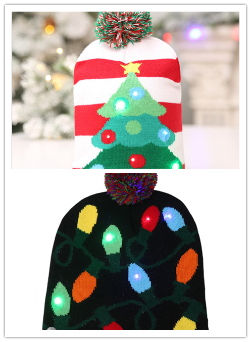 Christmas Decoration Knitted LED Light Cap