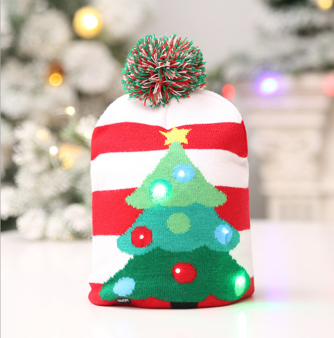 Christmas Decoration Knitted LED Light Cap