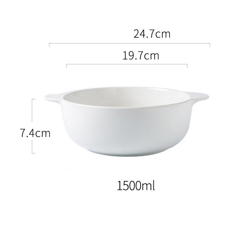 Ceramic soup bowl large anti-scalding double ear bowl