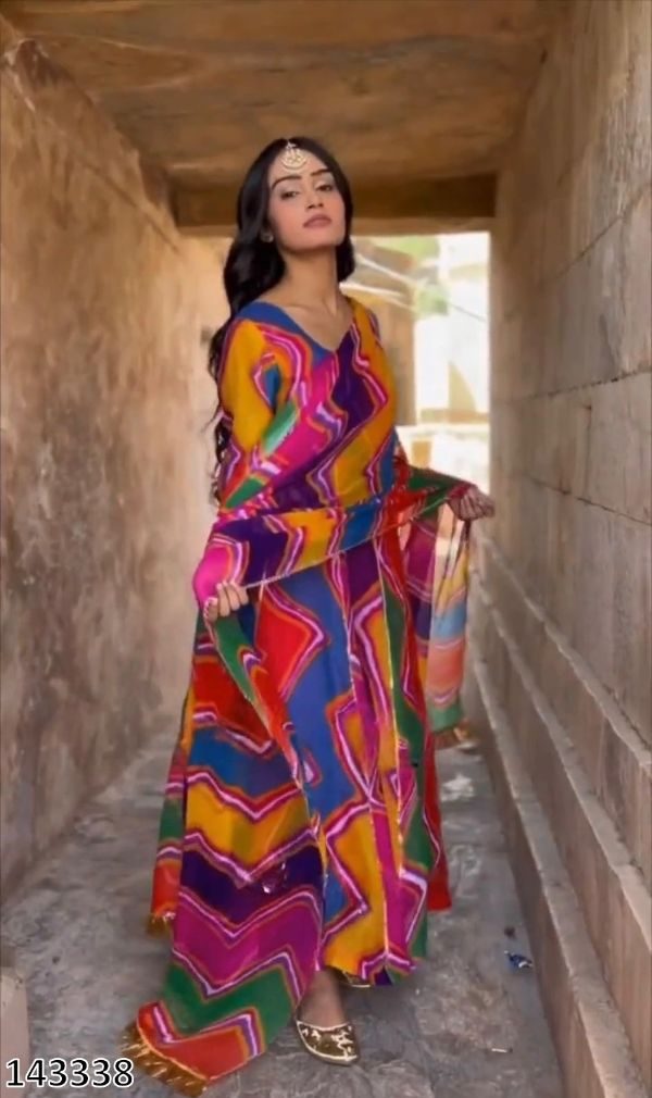 Multicolour Printed Anarkali Kurti