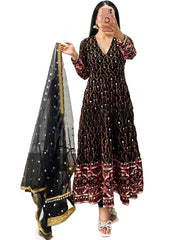 Viscose Velvet Heavy Anarkali Umbrella Embroidery Kurti