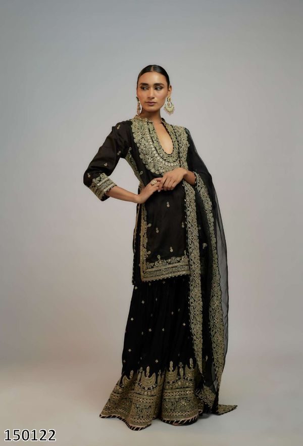 Designer Party Wear Look New Top-Plazzo And Dupatta With Heavy Embroidery Work