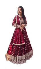 Fox georgette with heavy 5mm sequens embroidery work with fancy kamar belt red colour