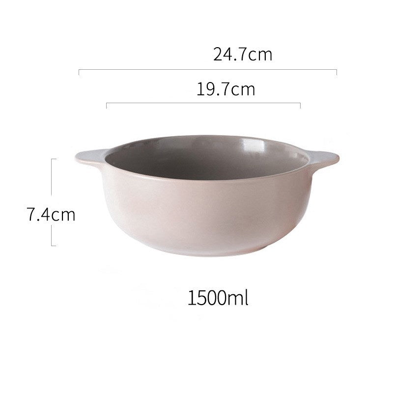 Ceramic soup bowl large anti-scalding double ear bowl