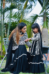Gorgette With Embroidery Siqunce Work Full Sleeves Mother Daughter Combo Collections