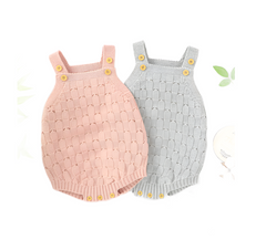 Solid Color Sling Baby Dress Baby Knitted Cotton One-Piece