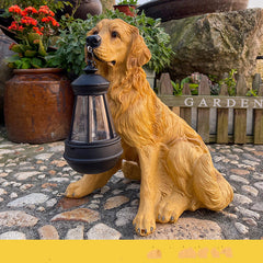 LED Solar Light Dog Lantern Sculpture Resin Craft Ornament