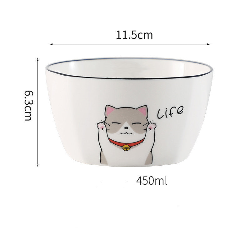 North Cat Ceramic Bowl Household Ceramic Noodle Bowl Cute Ideas