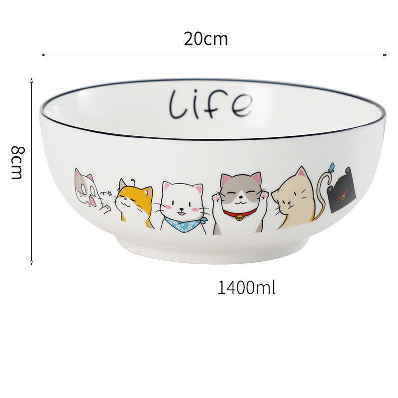 North Cat Ceramic Bowl Household Ceramic Noodle Bowl Cute Ideas