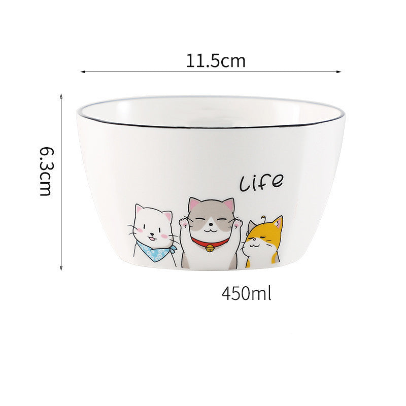 North Cat Ceramic Bowl Household Ceramic Noodle Bowl Cute Ideas