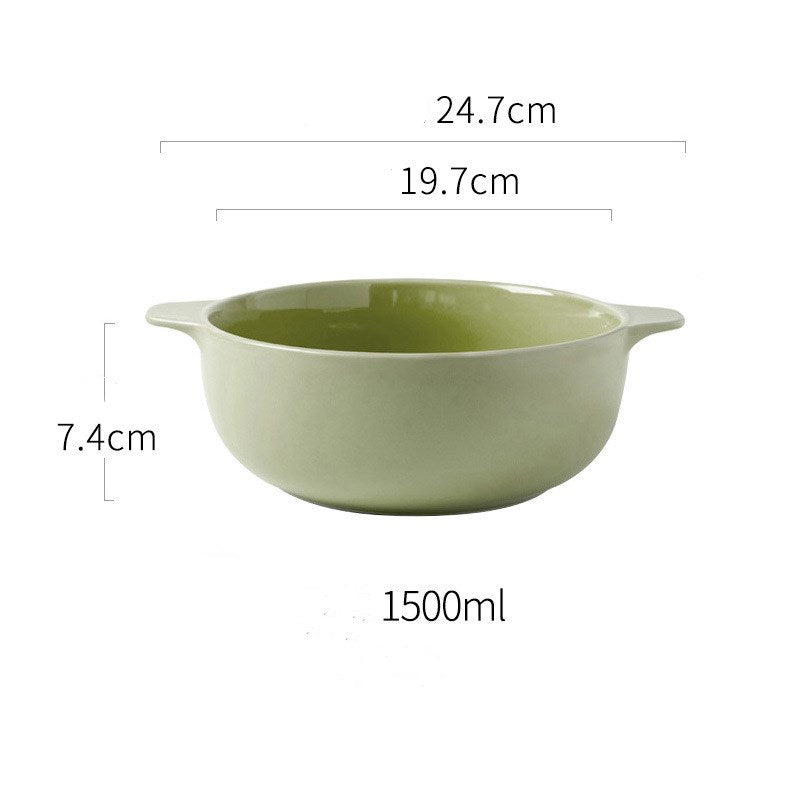 Ceramic soup bowl large anti-scalding double ear bowl