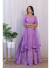 Light Purple Colour Embroidered Attractive Party Wear Silk Lehenga Choli