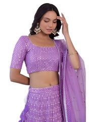 Light Purple Colour Embroidered Attractive Party Wear Silk Lehenga Choli