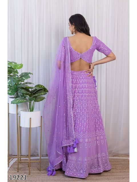 Light Purple Colour Embroidered Attractive Party Wear Silk Lehenga Choli