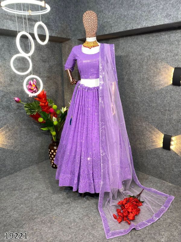 Light Purple Colour Embroidered Attractive Party Wear Silk Lehenga Choli