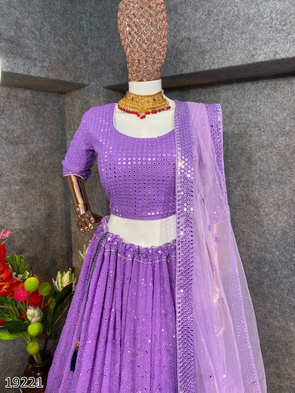 Light Purple Colour Embroidered Attractive Party Wear Silk Lehenga Choli