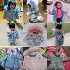 Girls' denim plus velvet jacket autumn and winter