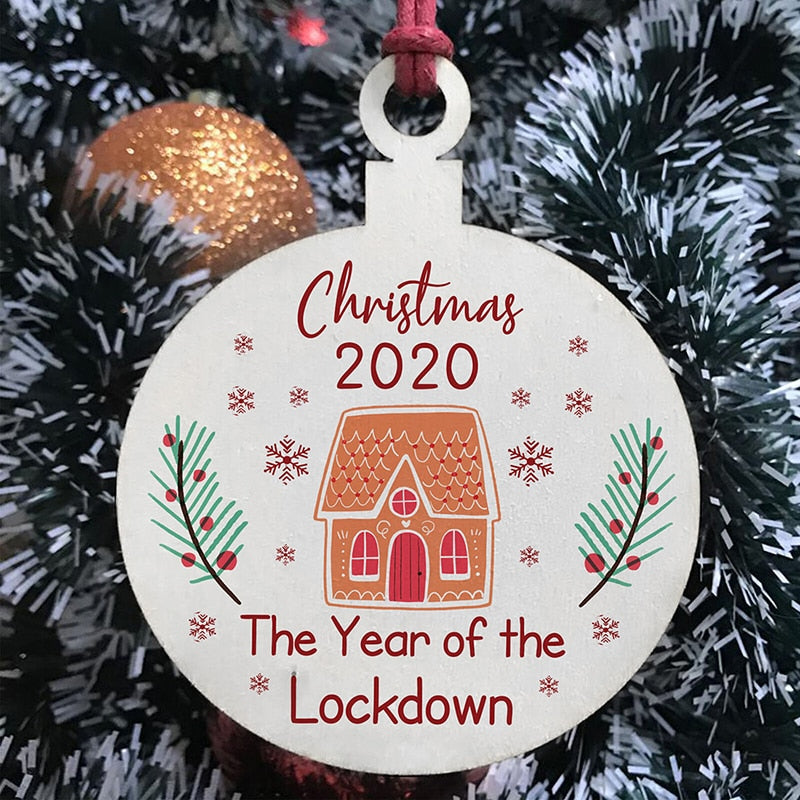 Lockdown Wood Christmas Tree Ornaments