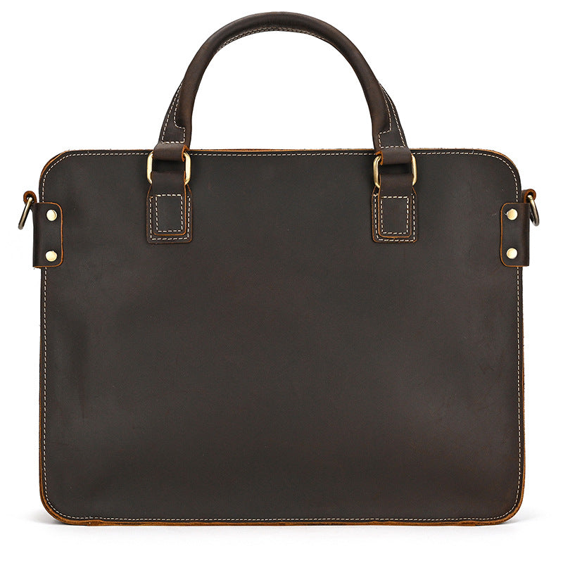 Retro Crazy Horse Leather Briefcase 14-inch