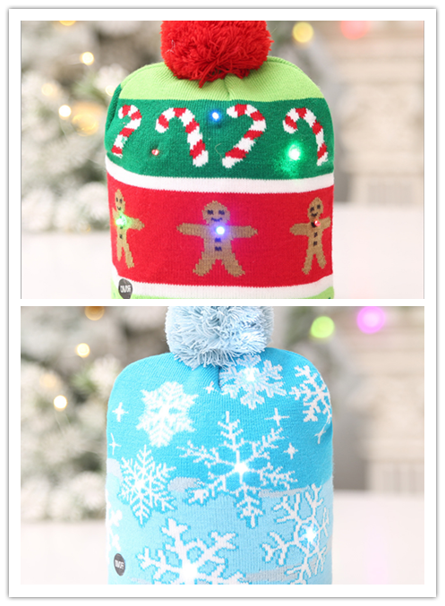 Christmas Decoration Knitted LED Light Cap