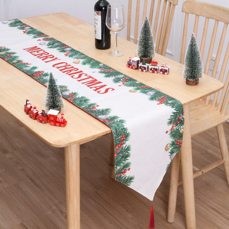 Christmas Table Flag Double Printing Snowman Table Mat