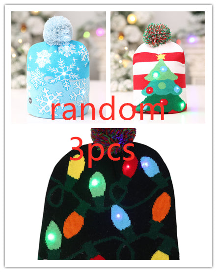 Christmas Decoration Knitted LED Light Cap