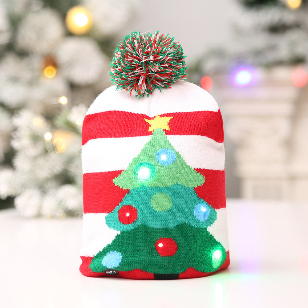 Christmas Decoration Knitted LED Light Cap