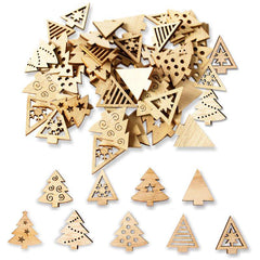 50pcs Wooden Christmas Decorations Tree Ornaments Santa