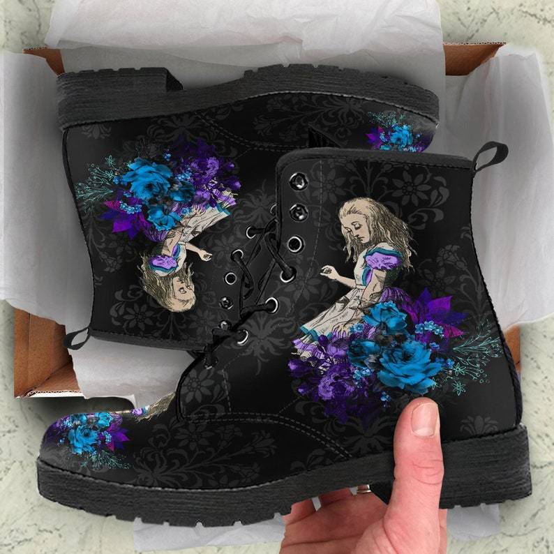 Women's Fashion Simple Printed Leather Tooling Combat Boots