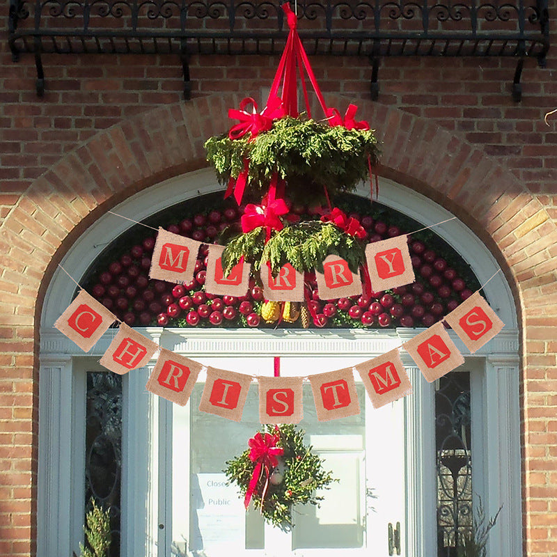 Merry Christmas Sackcloth Flag