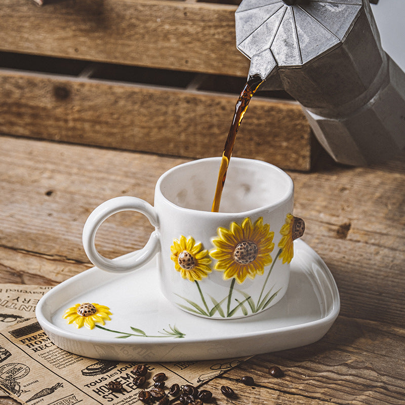 Ceramic Underglaze Hand Painted Household Cup And Saucer