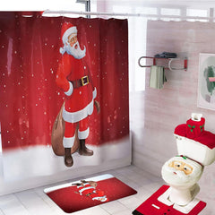 Merry Christmas Bathroom Curtain Santa Claus