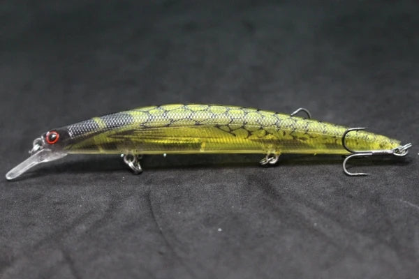 Minnow Fishing Lure 12.7cm 12.5g Long and Slim Running Beads on Bottom 3 Hooks Tight Action Jerkbait Slow Floating M672