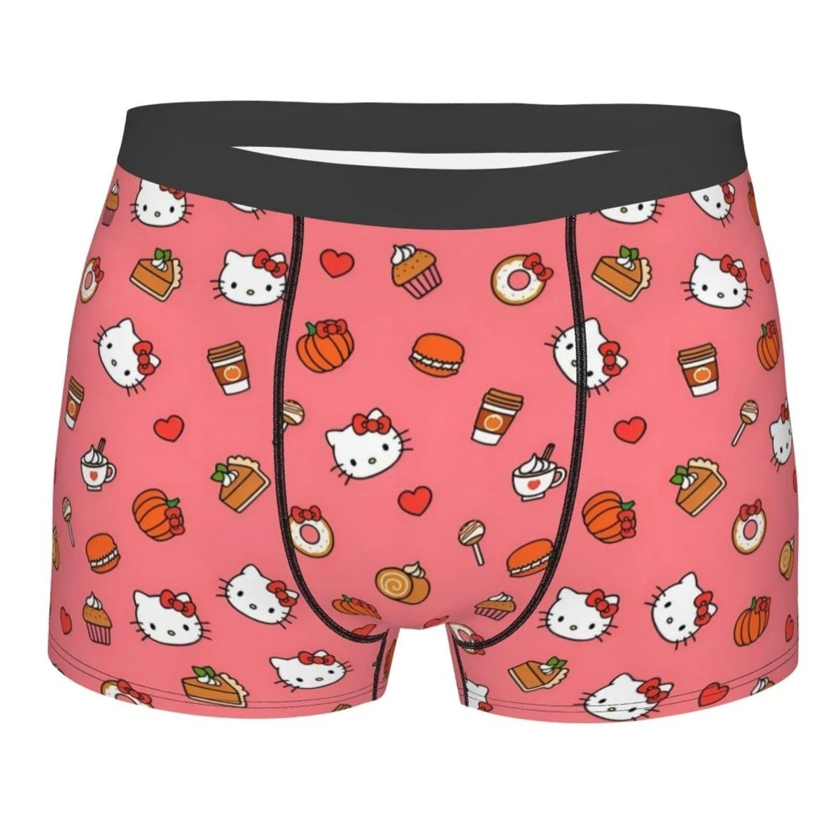 Hello Kitty Pattern Cartoon Boxer Shorts Panties Printed Underwear Quilt Underpants Men Sanrio Comfortable Boxers Briefs