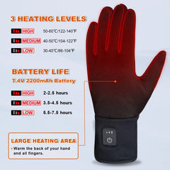 Heated lined gloves with Touch Screen for Men and Women, Rechargeable Thin Gloves，Cycling, camping, working, walking