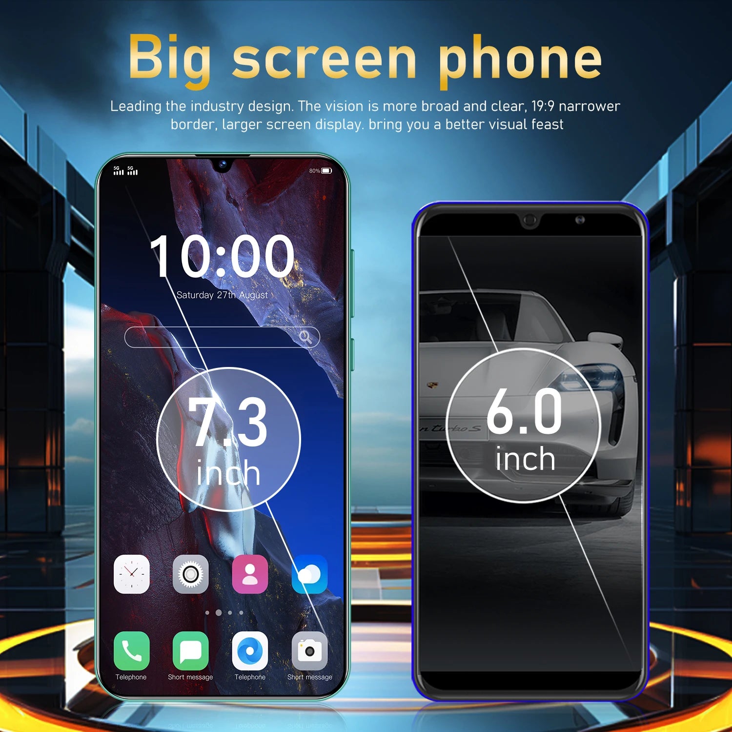 Global VER SmartPhone X5 Pro 7.3 HD Screen Mobile Phone