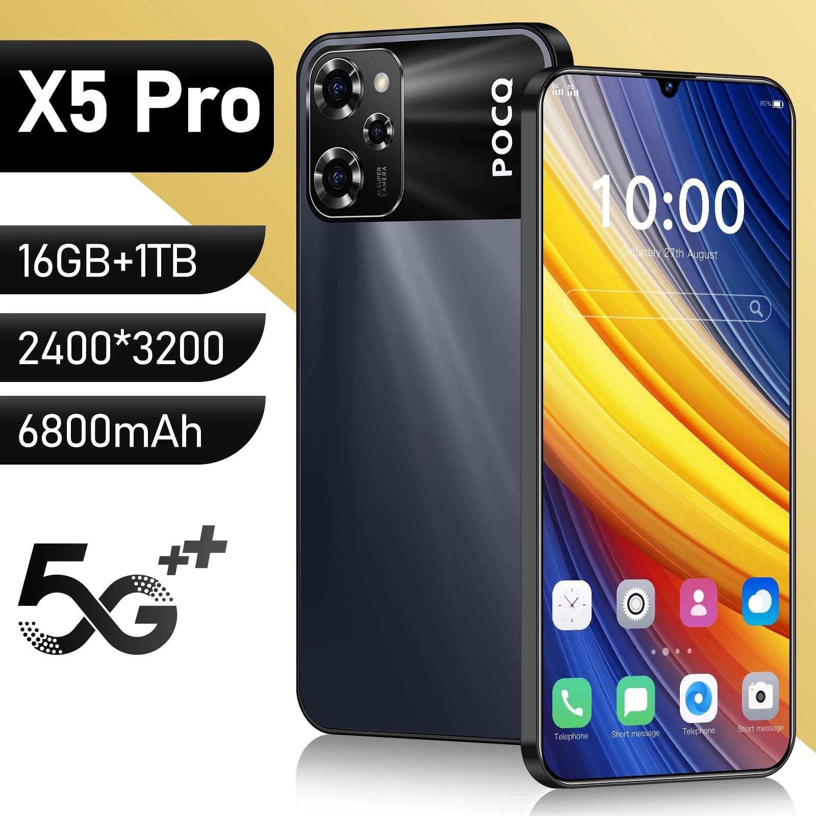 Global VER SmartPhone X5 Pro 7.3 HD Screen Mobile Phone