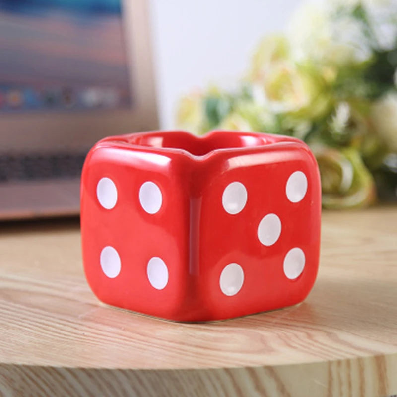 1PC Creative Ceramic Cigarette Ashtray Dice Shaped  Ash Tray Desk Accessories for Home Office