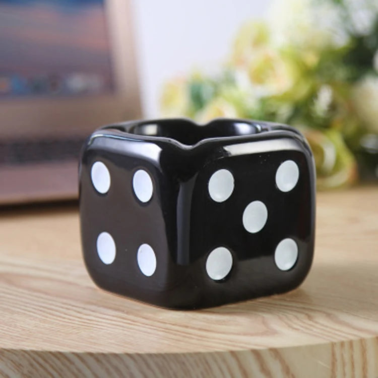 1PC Creative Ceramic Cigarette Ashtray Dice Shaped  Ash Tray Desk Accessories for Home Office