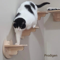 Cat Tree Wall Mounted Cat Climbing Shelves Frame Wooden Hammock with Jumping Platform and Scratching Post Pet Indoor Furniture