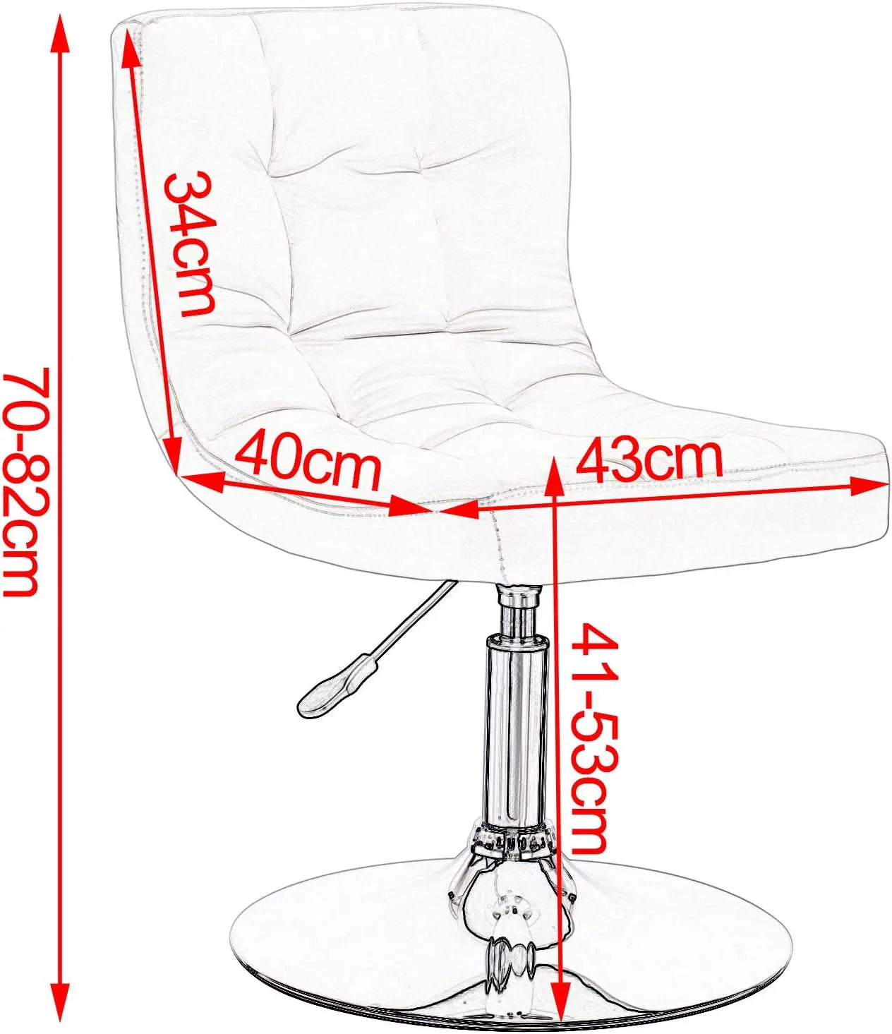 White Bar Chair Stepless Height Adjustment Chrome-Plated Steel Seat