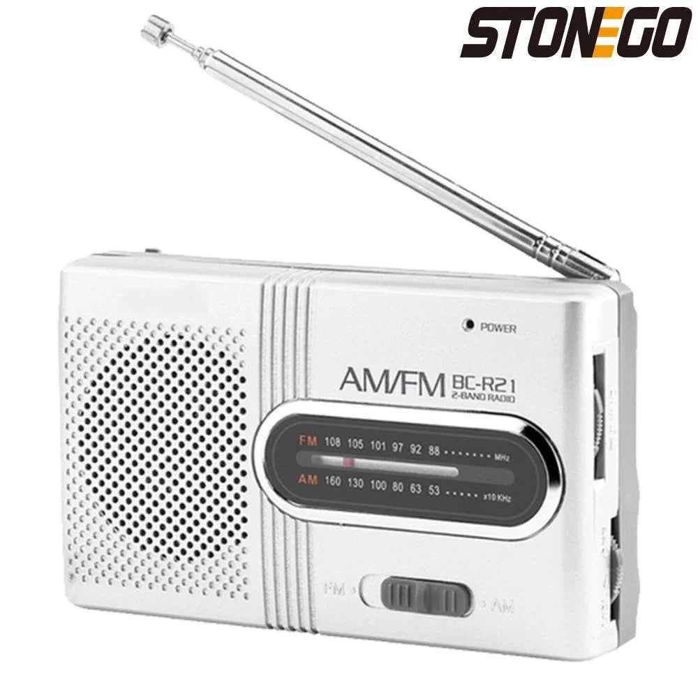 STONEGO Multipurpose Portable AM/FM Mini Radio Universal Stereo Speakers