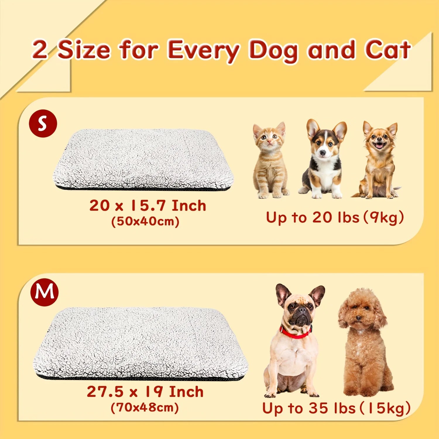 Self Warming Cat Bed, Soft Cat Dog Pet Heating Pad for Indoor Outdoor, Washable Non-Slip Heated Cat Mat Thermal Blanket