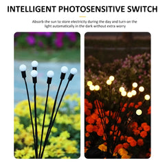 LED Solar Garden Lights Powered Firefly Lights Outdoor Waterproof Vibrant Garden Lights