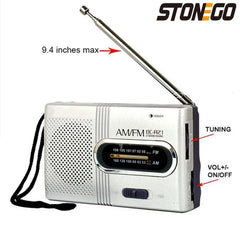 STONEGO Multipurpose Portable AM/FM Mini Radio Universal Stereo Speakers